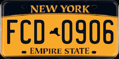 NY license plate FCD0906