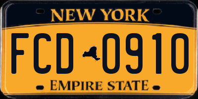 NY license plate FCD0910