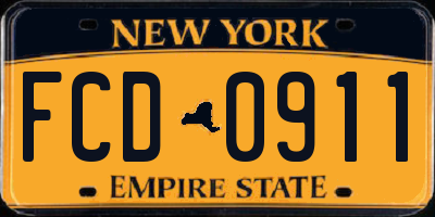NY license plate FCD0911