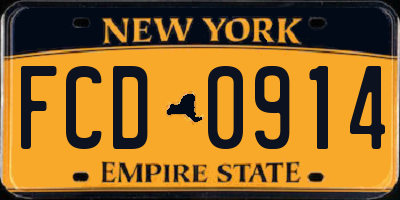 NY license plate FCD0914
