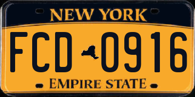 NY license plate FCD0916