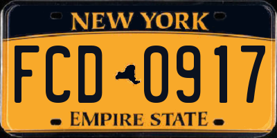 NY license plate FCD0917