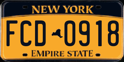 NY license plate FCD0918