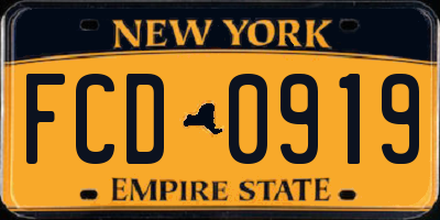 NY license plate FCD0919