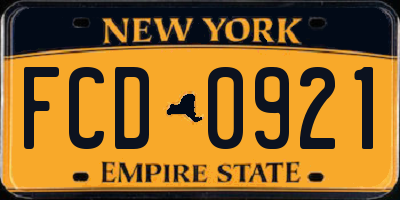 NY license plate FCD0921