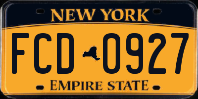 NY license plate FCD0927