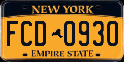 NY license plate FCD0930