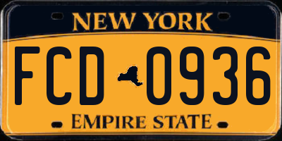 NY license plate FCD0936