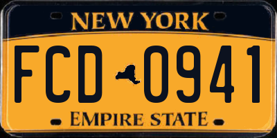 NY license plate FCD0941