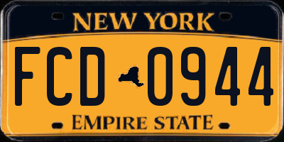NY license plate FCD0944