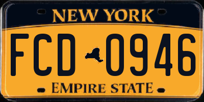 NY license plate FCD0946