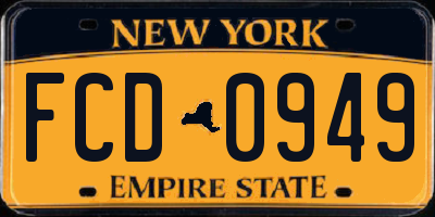 NY license plate FCD0949