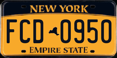 NY license plate FCD0950