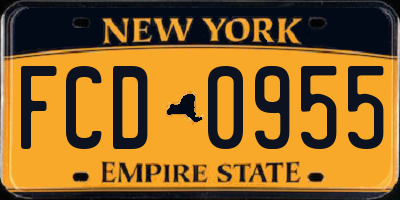 NY license plate FCD0955