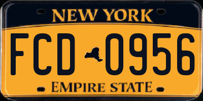 NY license plate FCD0956