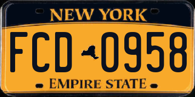 NY license plate FCD0958