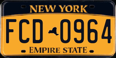 NY license plate FCD0964