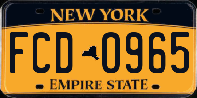 NY license plate FCD0965