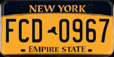 NY license plate FCD0967