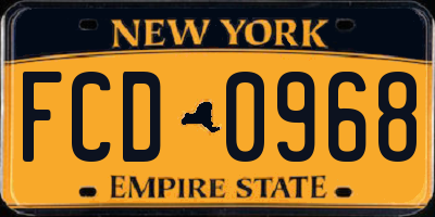 NY license plate FCD0968