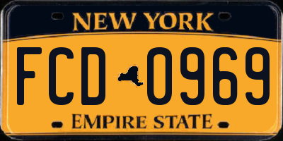 NY license plate FCD0969