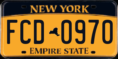 NY license plate FCD0970