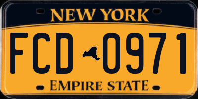 NY license plate FCD0971