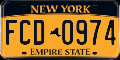 NY license plate FCD0974