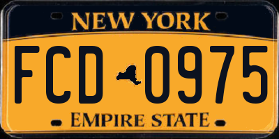 NY license plate FCD0975