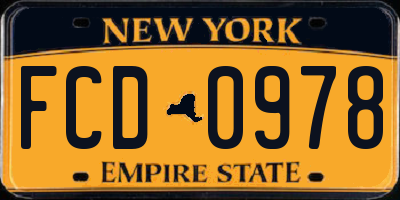 NY license plate FCD0978