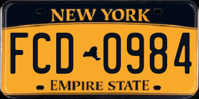NY license plate FCD0984