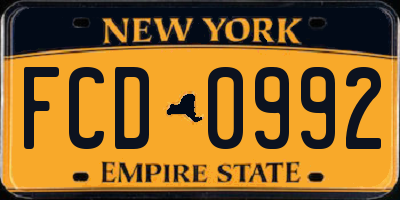 NY license plate FCD0992