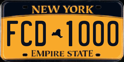 NY license plate FCD1000