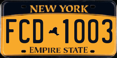 NY license plate FCD1003