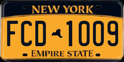 NY license plate FCD1009