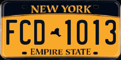 NY license plate FCD1013