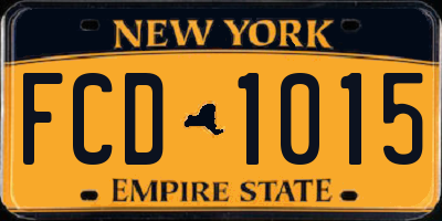 NY license plate FCD1015