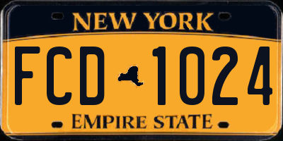 NY license plate FCD1024
