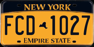 NY license plate FCD1027