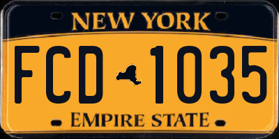 NY license plate FCD1035