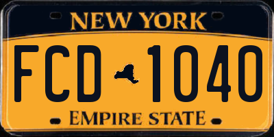 NY license plate FCD1040