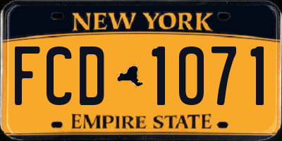 NY license plate FCD1071