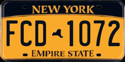 NY license plate FCD1072