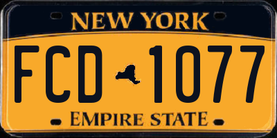 NY license plate FCD1077