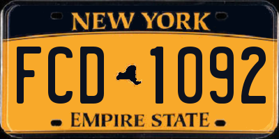 NY license plate FCD1092