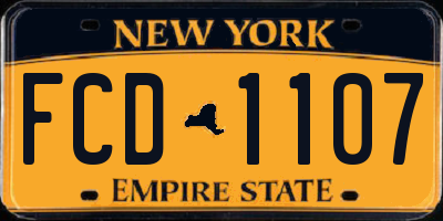 NY license plate FCD1107