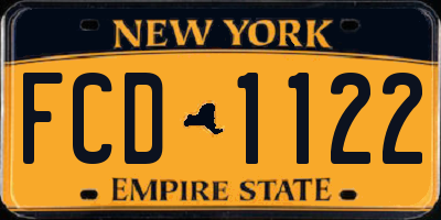 NY license plate FCD1122