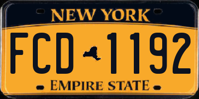 NY license plate FCD1192