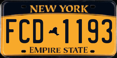 NY license plate FCD1193