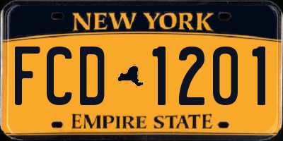 NY license plate FCD1201